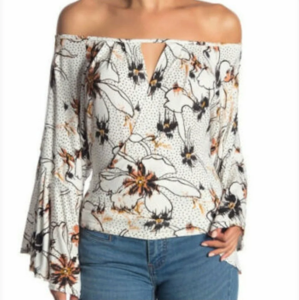 FREE PEOPLE Last Time Floral Printed Drape Blouse NWT sz M